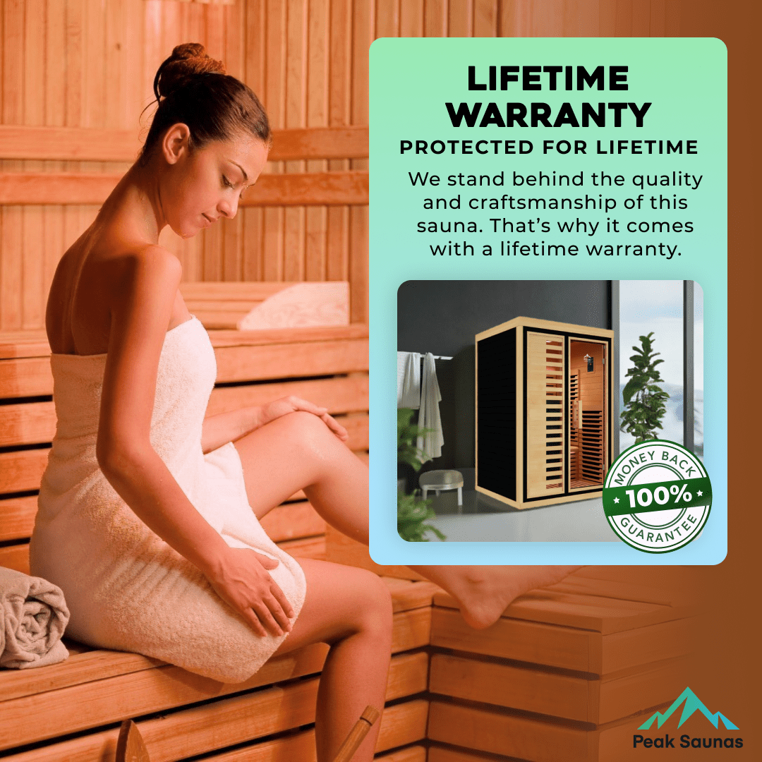 Peak Saunas - Everest 2 - Person Infrared Sauna with Red Light Therapy - Fire Cold Plunge