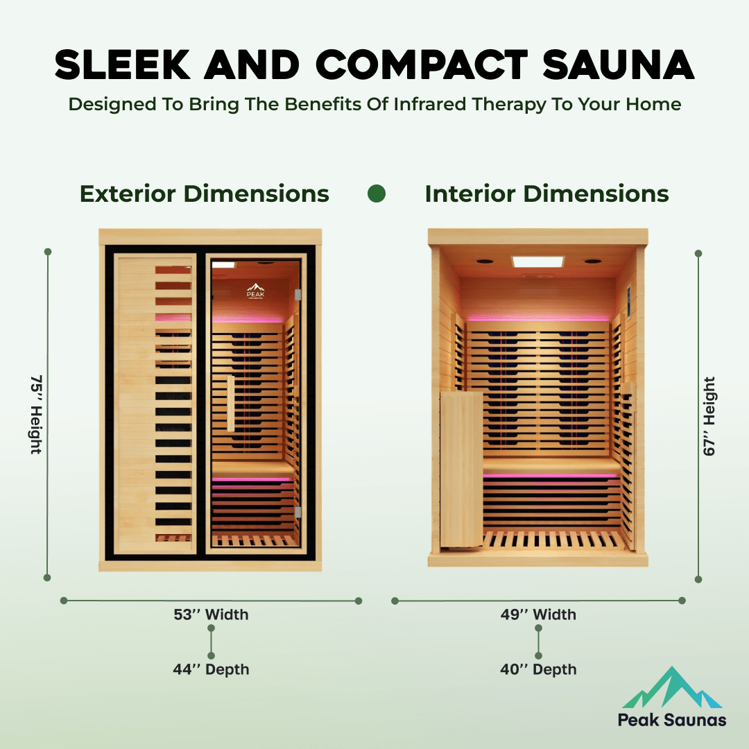 Peak Saunas - Everest 2 - Person Infrared Sauna with Red Light Therapy - Fire Cold Plunge